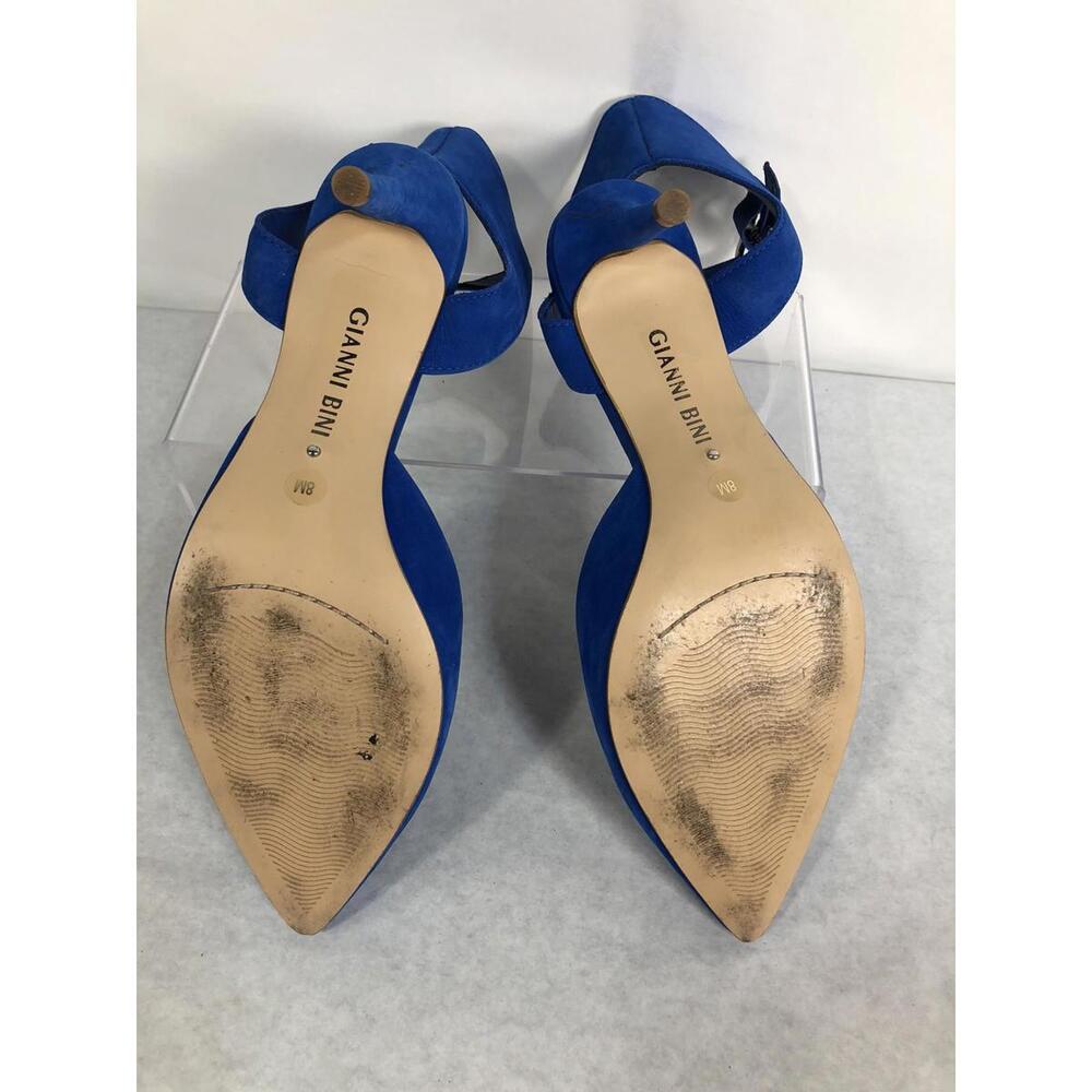 Gianni Bini Blue Suede Heels Ankle Strap and Closed Toe Size 8M Fit Smaller 7.5 - Picture 6 of 9